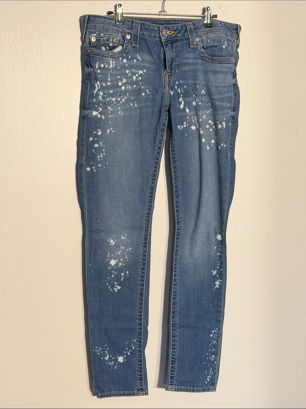Blue Women’s Slim Paint-Splatter Jeans